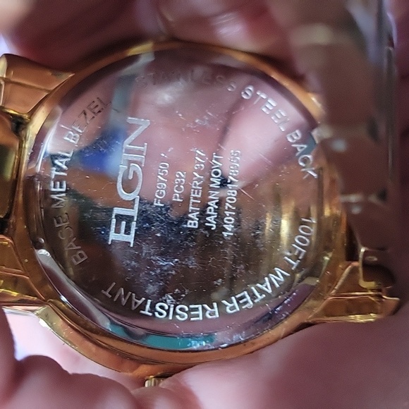 Elgin Adult Male Watch Crystal Accented Champagne Dial Date FG9750 Men's - Picture 4 of 5